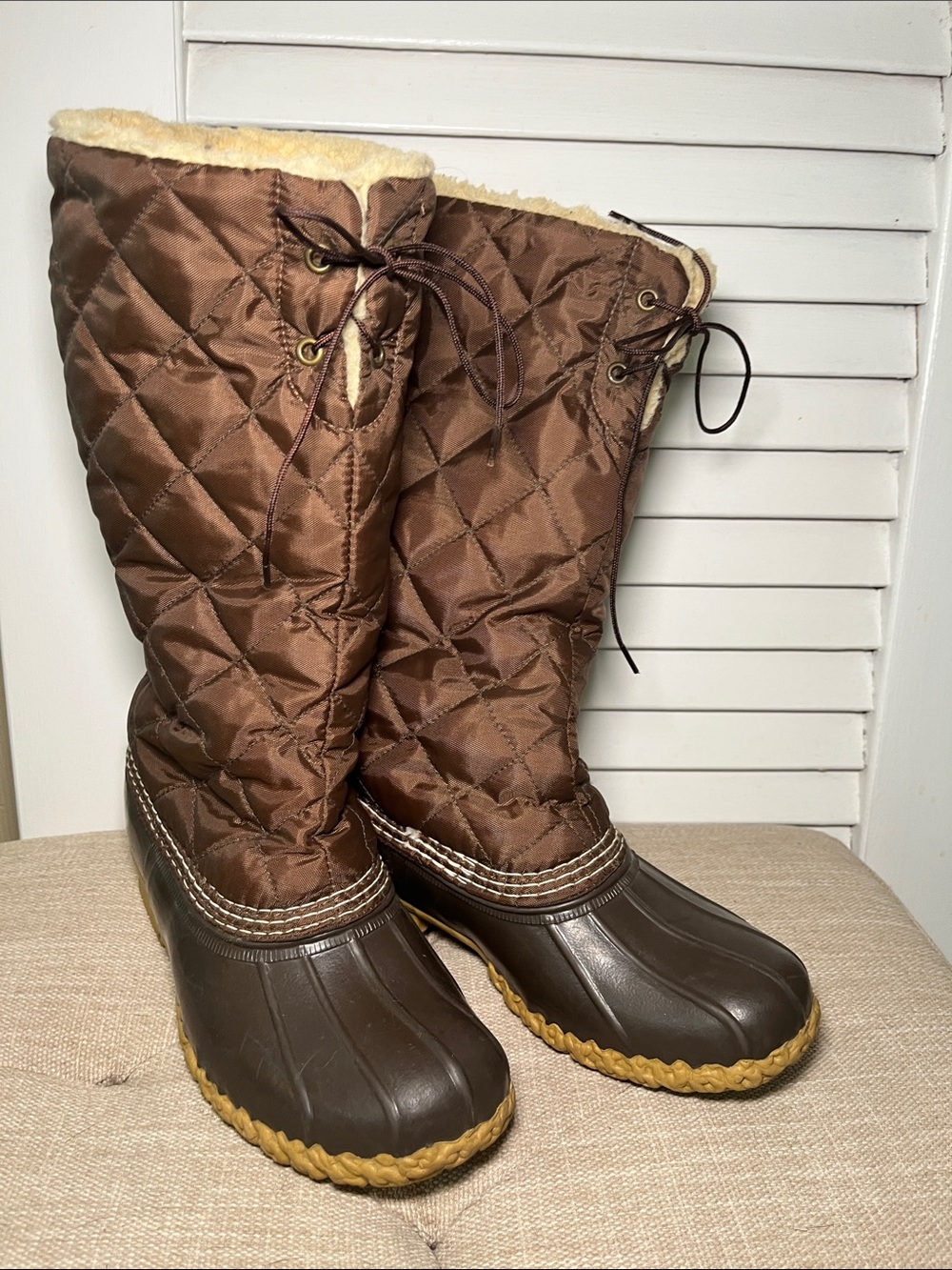 L.L. Bean Vintage Women's Brown Quilted Insulated Winter Duck Boots